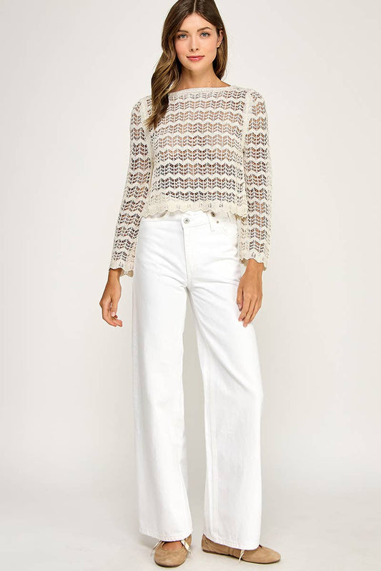 Pointelle Knit Sweater