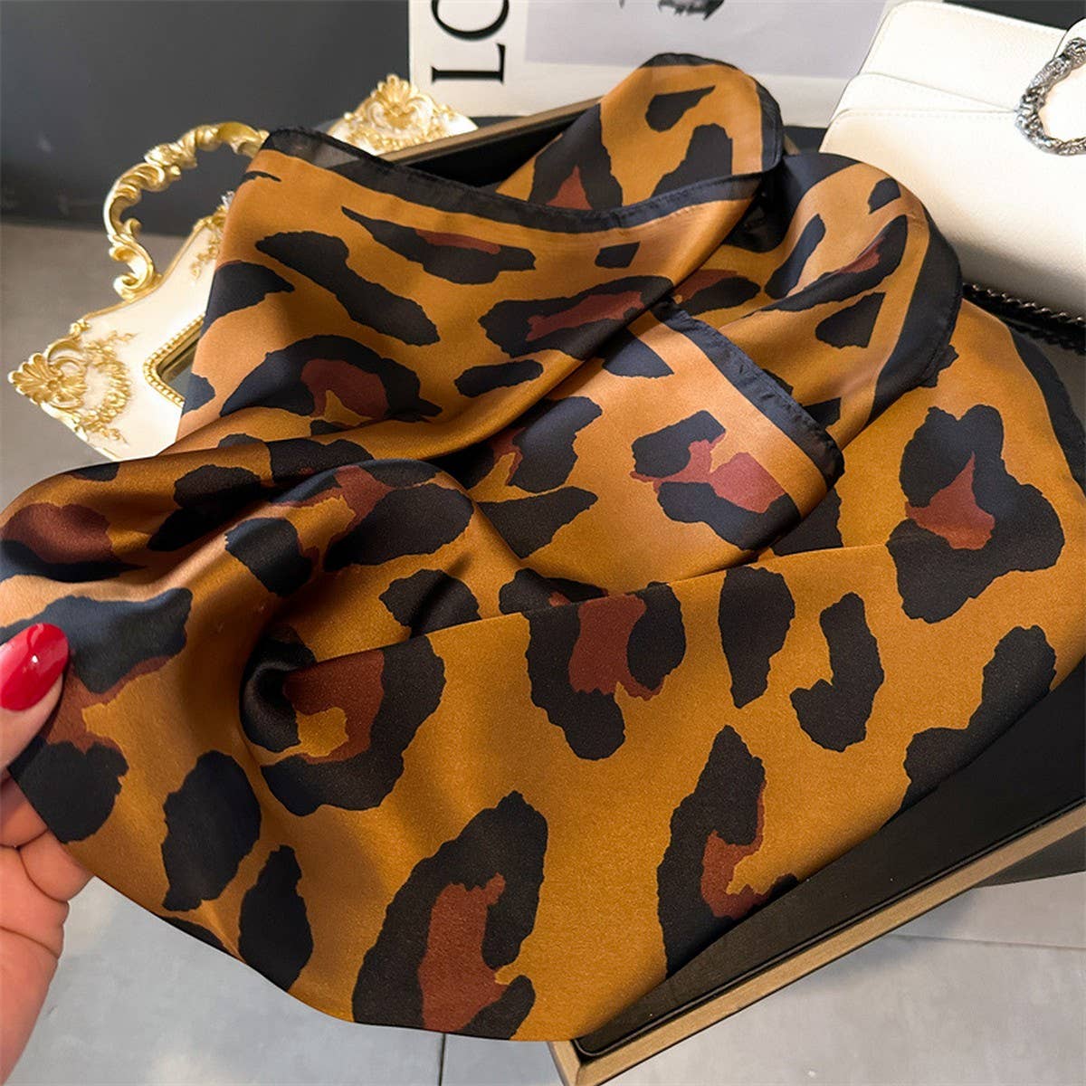 Leopard Satin Scarf