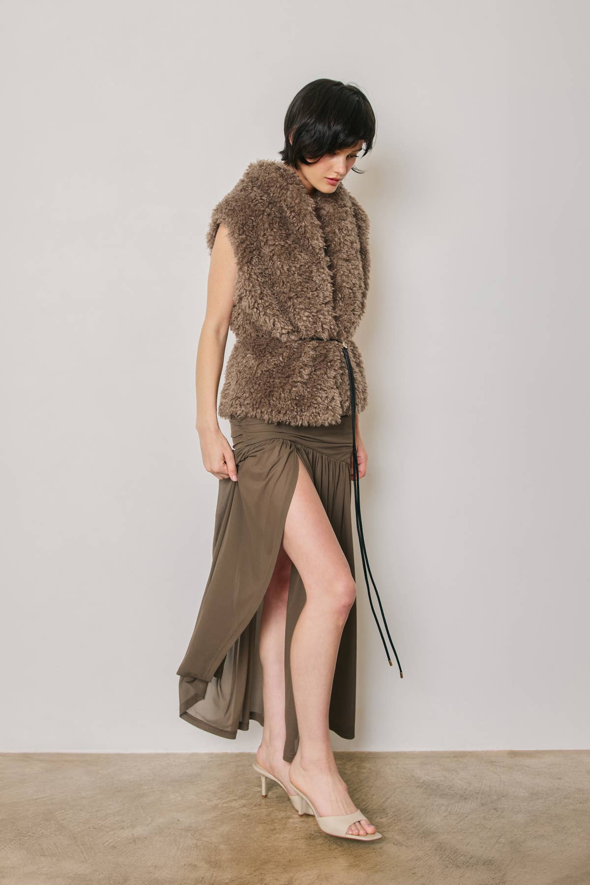 Faux Fur Belted Vest