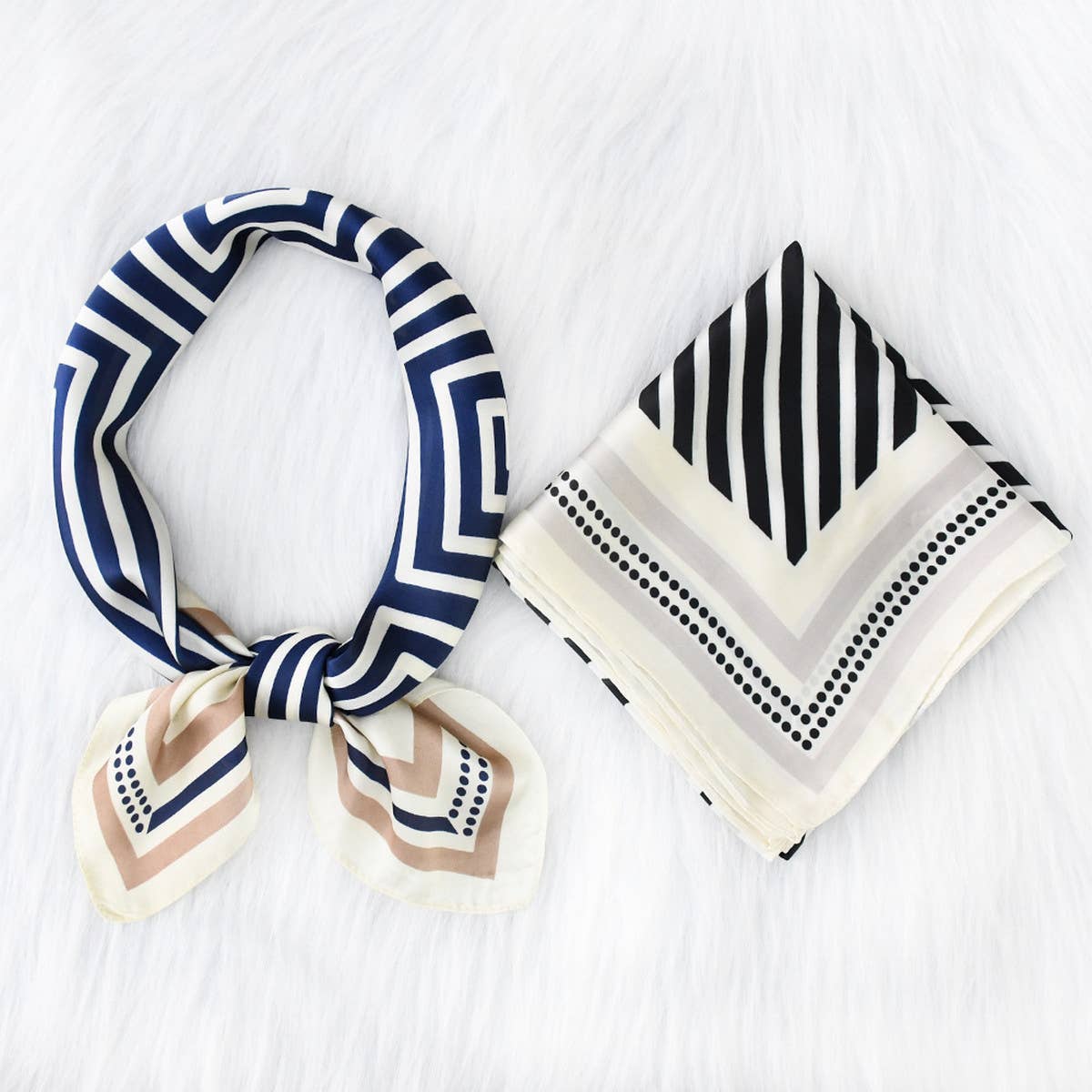Striped Satin Square Scarf
