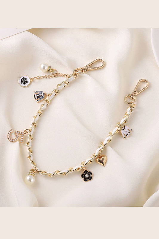 Pearl & Leather Bag Charm