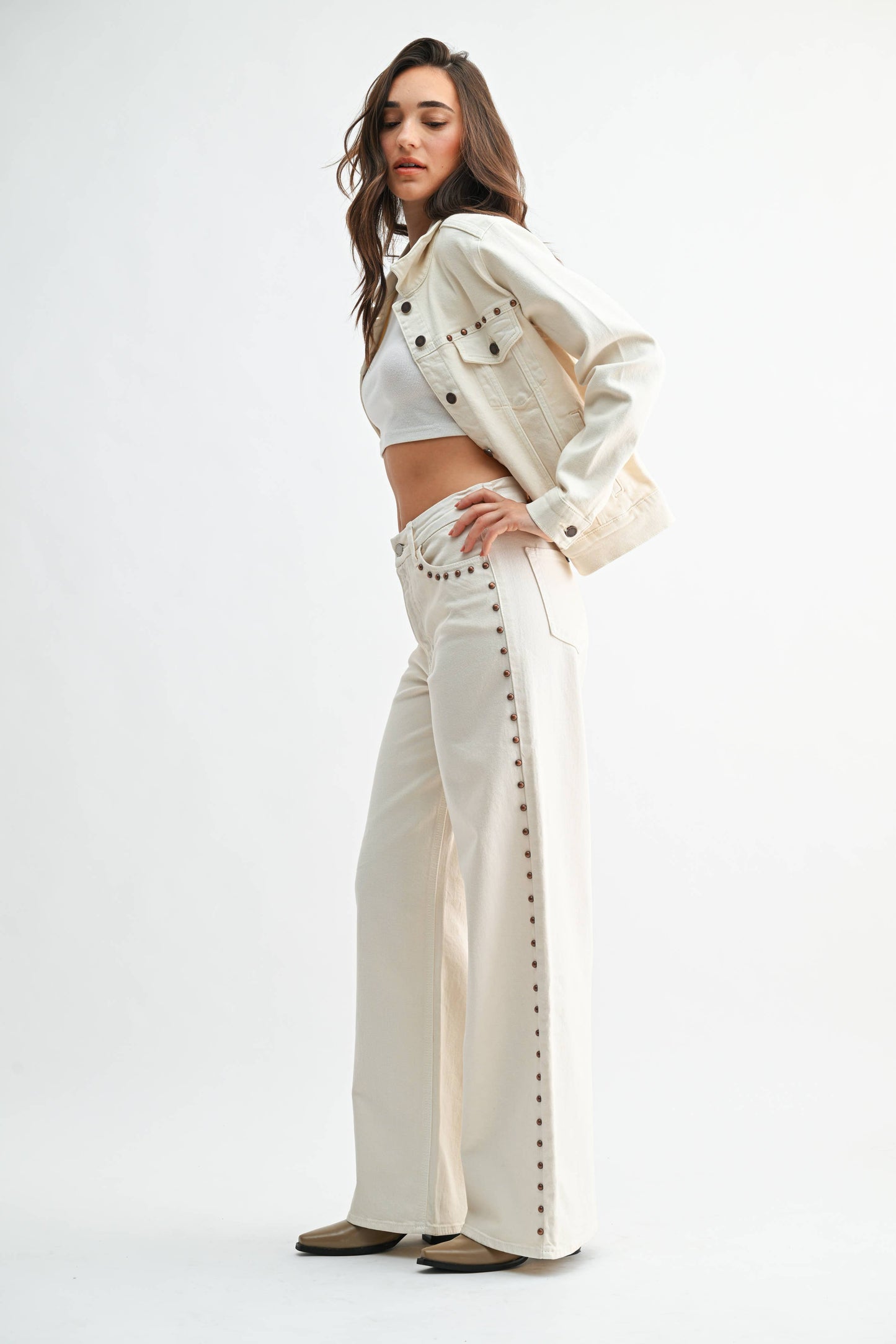 Studded Wide Leg HR Jean