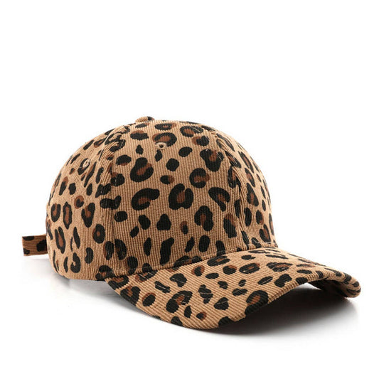 Corduroy Leopard Baseball Cap