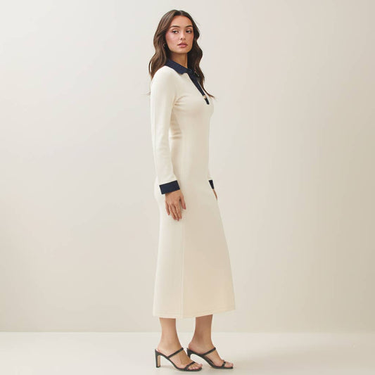 Knit Dress Denim Trim