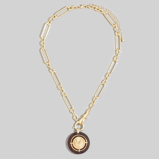 Paperclip Chain Heart Coin Necklace