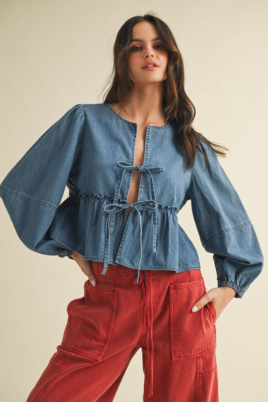 Denim Tie Top