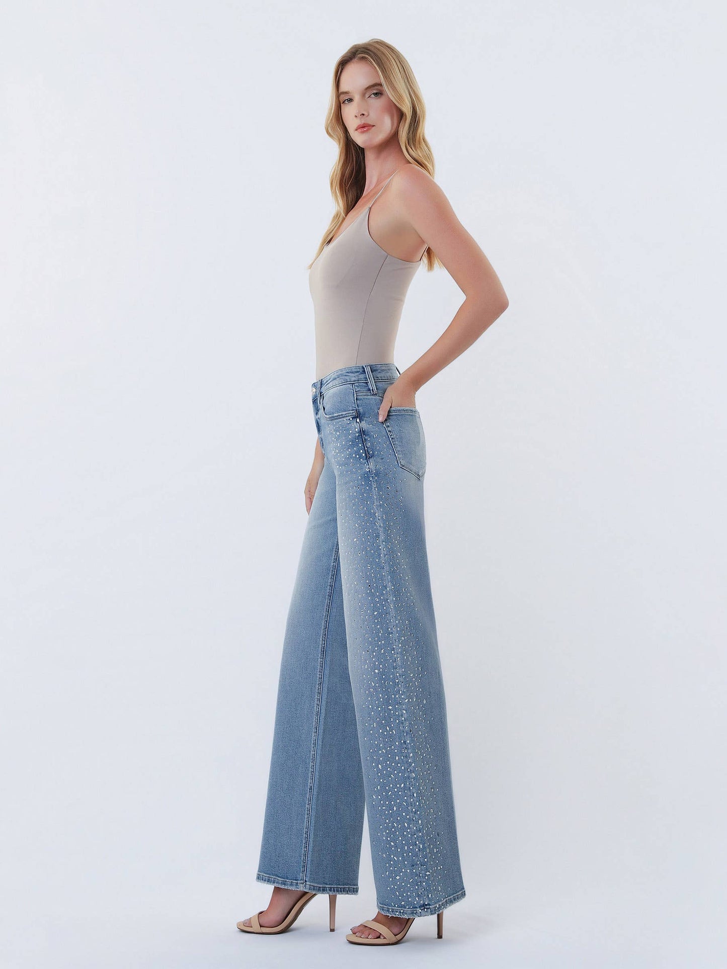 Embellished Wide Leg Jean