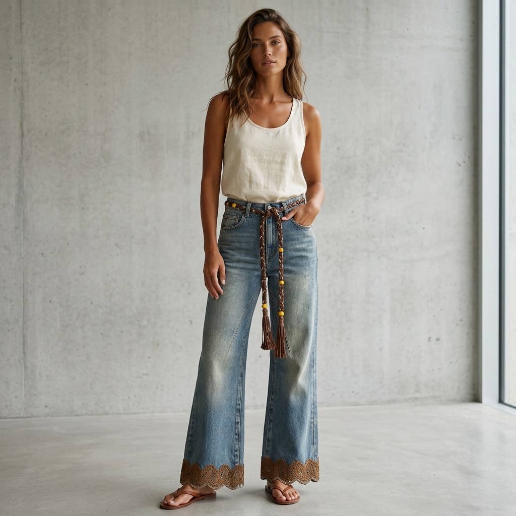 Vintage Washed Embroidered Flare Jean