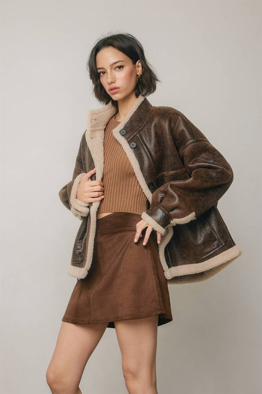 Leather & Shearling Motorcycle Jacket