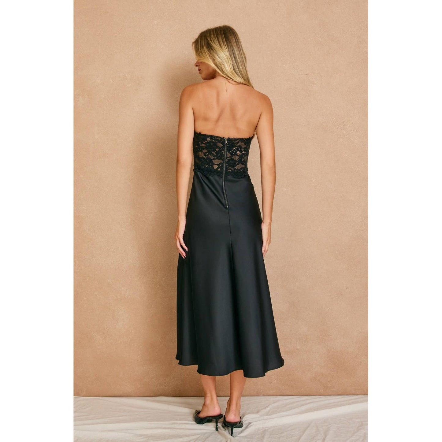 Lace & Satin Midi Dress