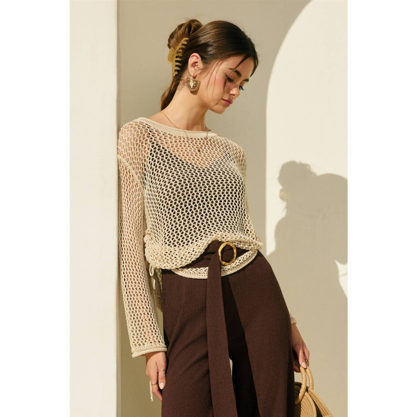 Ruched Side Knitted Top