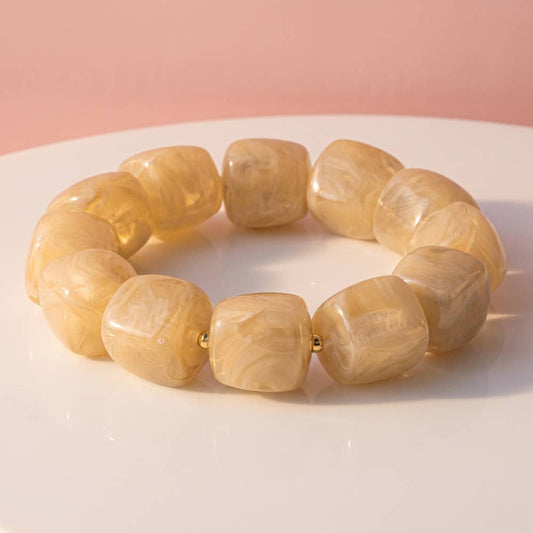 Marbled Cube Bead  Bracelet