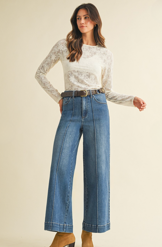 PinTuck Wide Leg Jean
