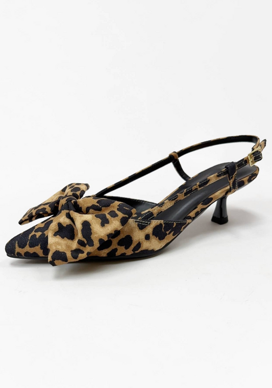 Leopard Bow Kitten Heel
