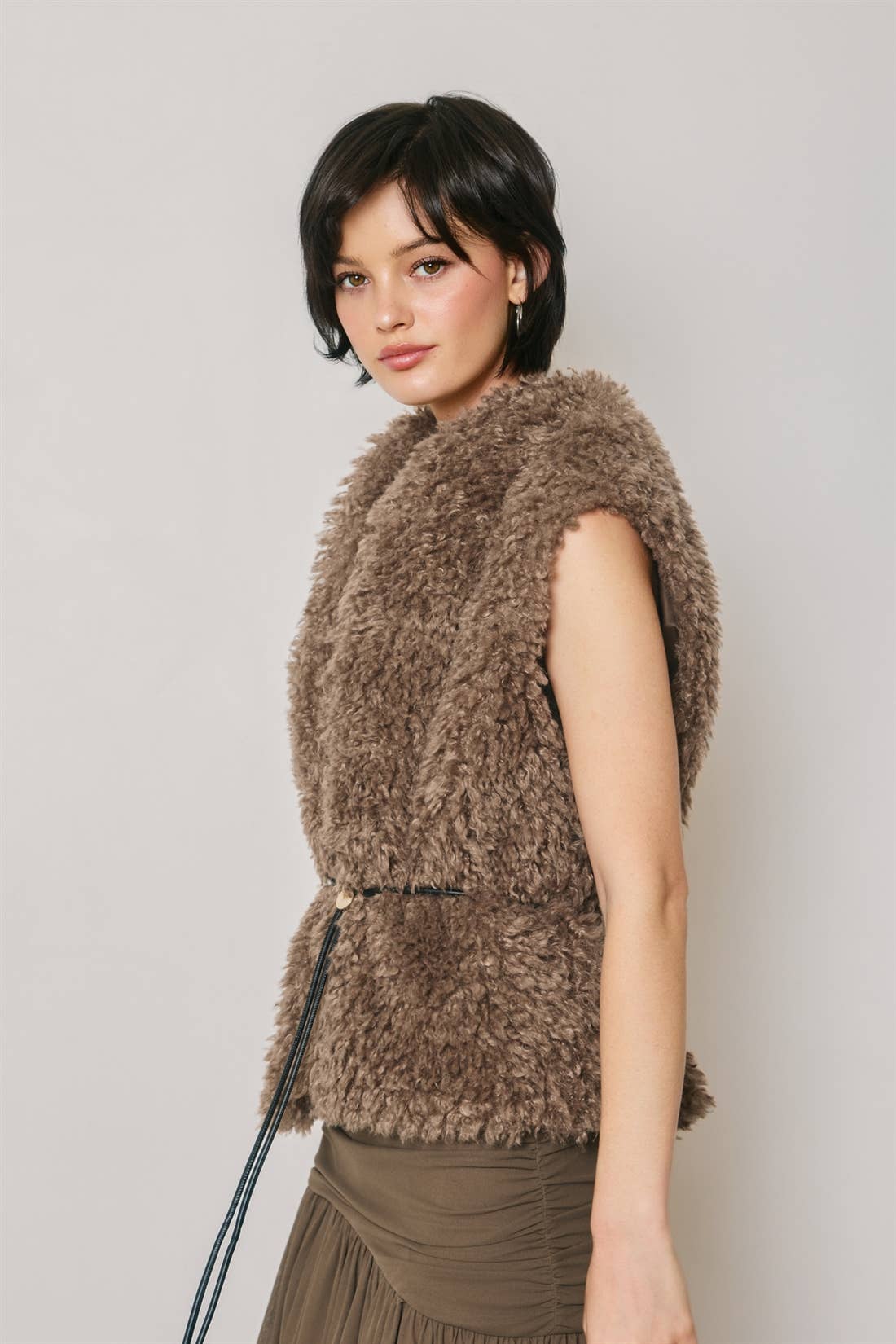 Faux Fur Belted Vest