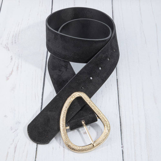 Vegan Suede Belt w/ Teardrop Buckle