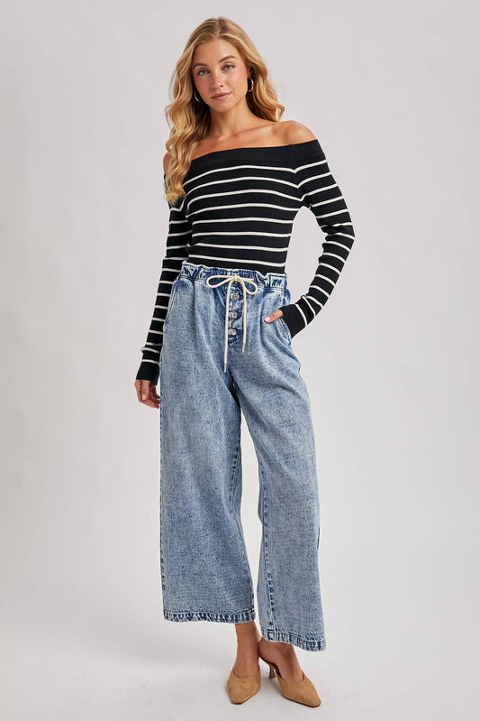 Stripe Off Shoulder Top
