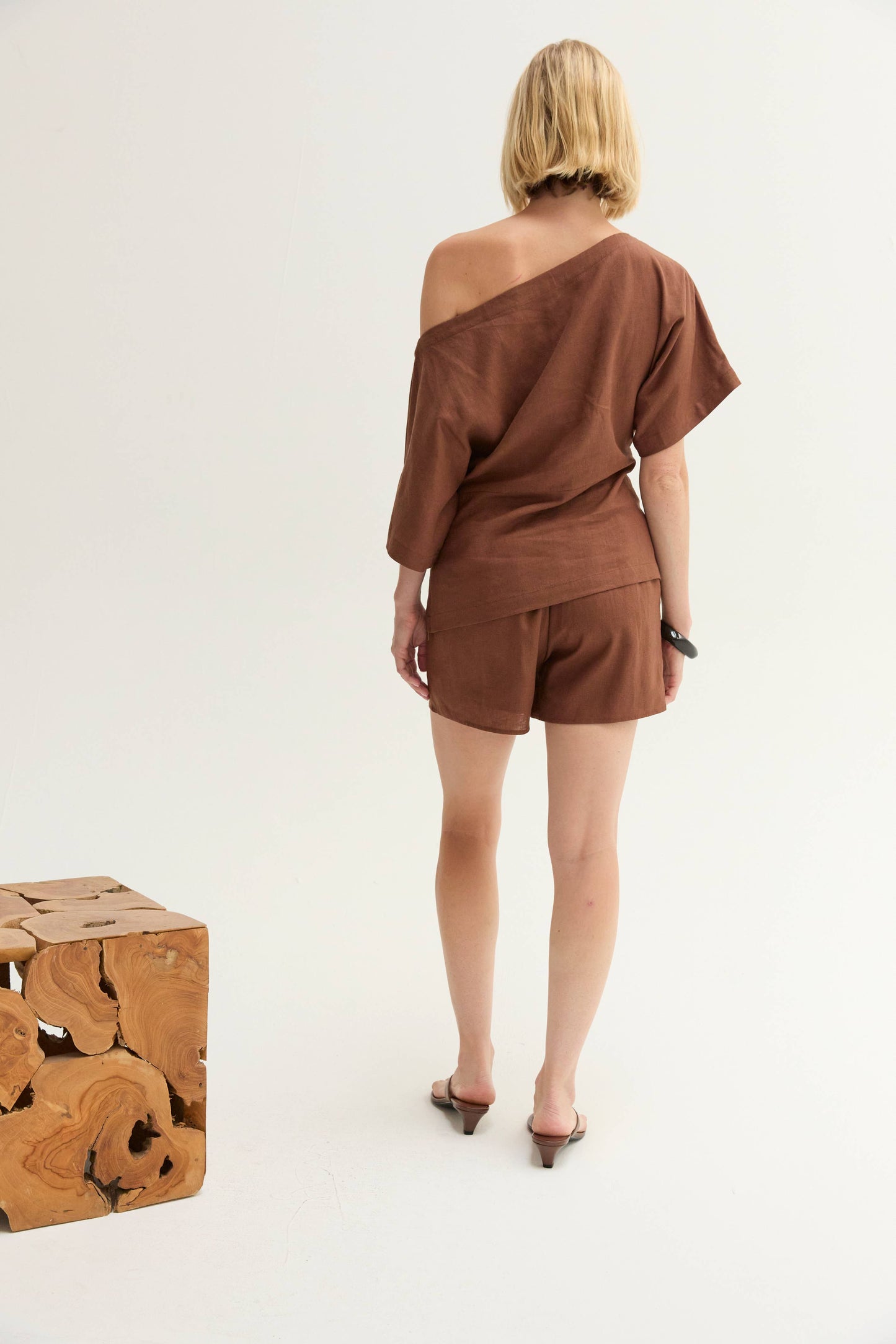 Elena Linen One Shoulder Top