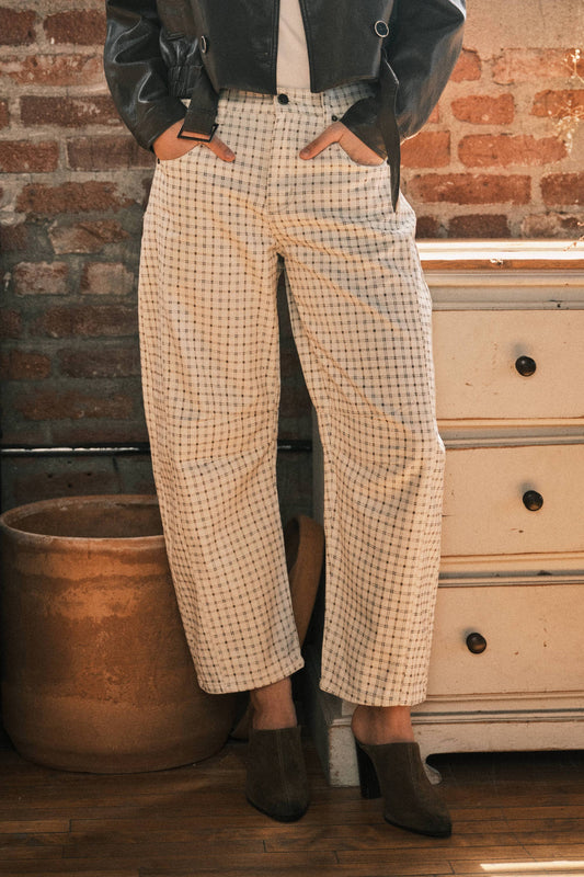 Plaid Barrel Pants