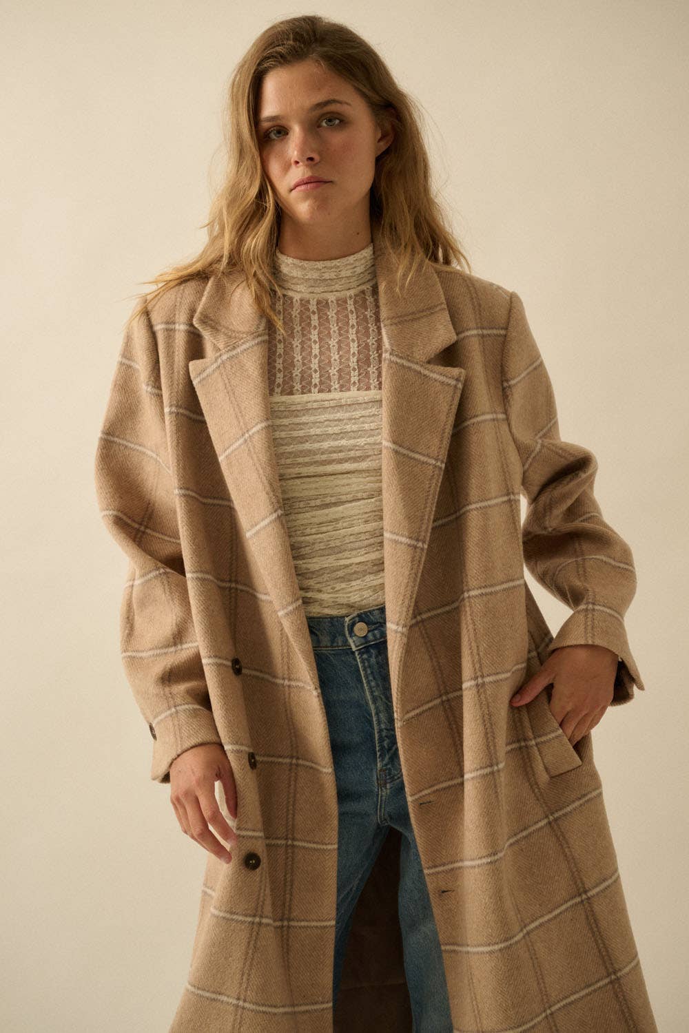 Herringbone Tweed Coat