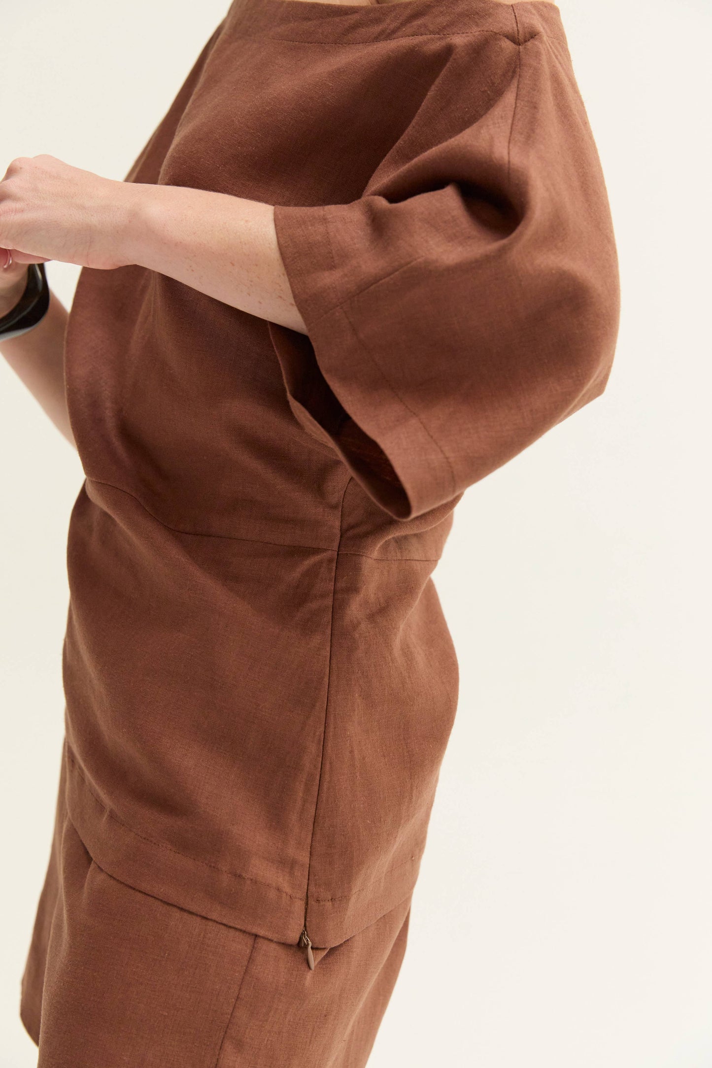 Elena Linen One Shoulder Top