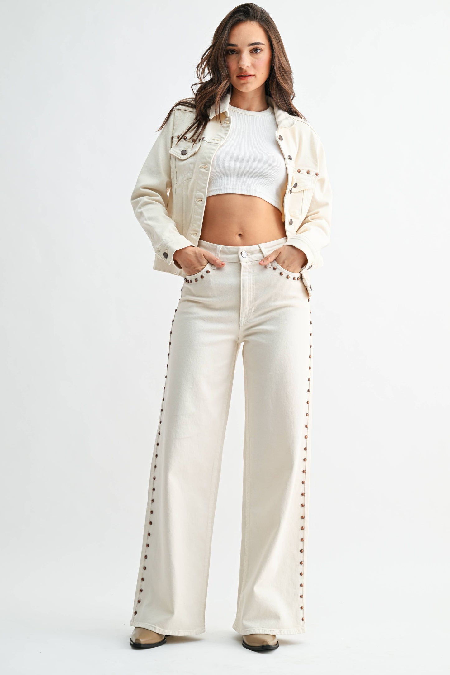 Studded Wide Leg HR Jean