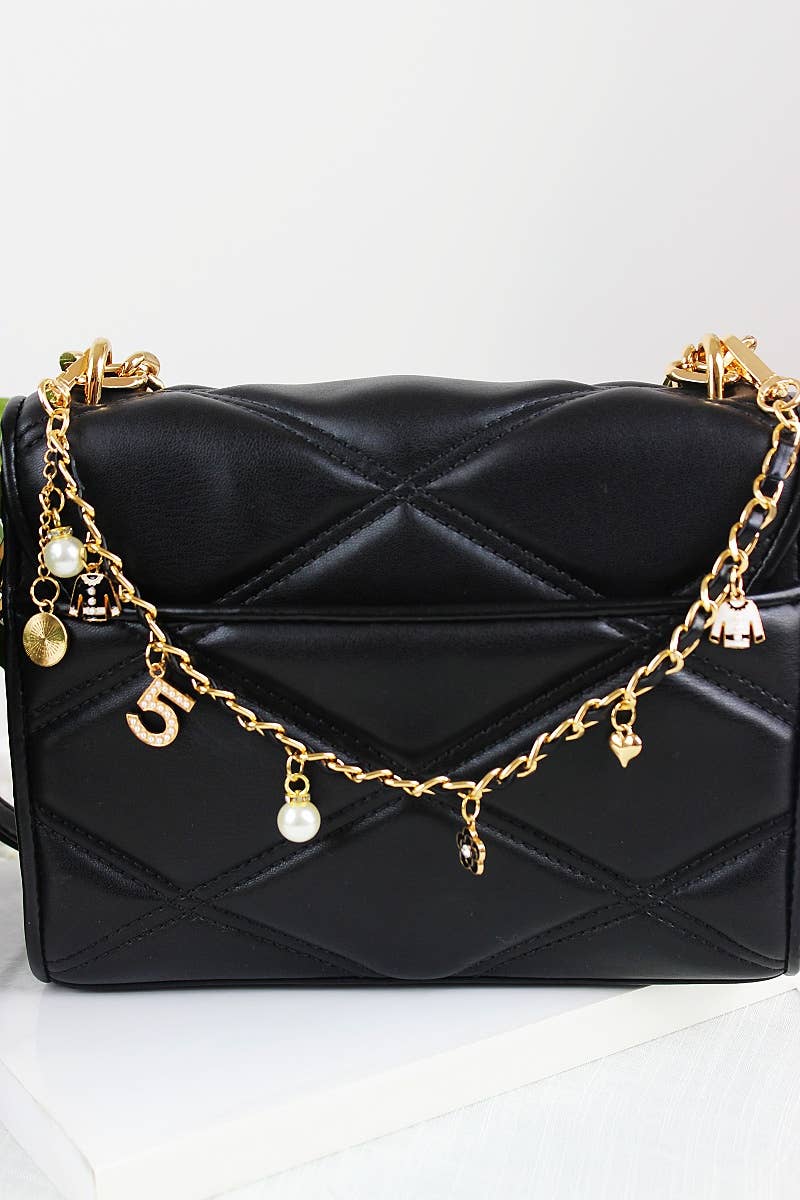 Pearl & Leather Bag Charm