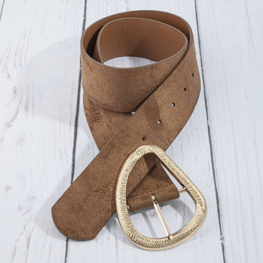 Vegan Suede Belt w/ Teardrop Buckle